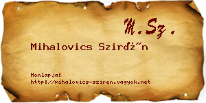 Mihalovics Szirén névjegykártya